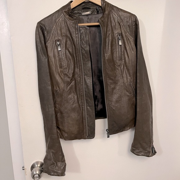 Like-New Chocolate Brown Leather Jacket, Size S - Picture 1 of 5